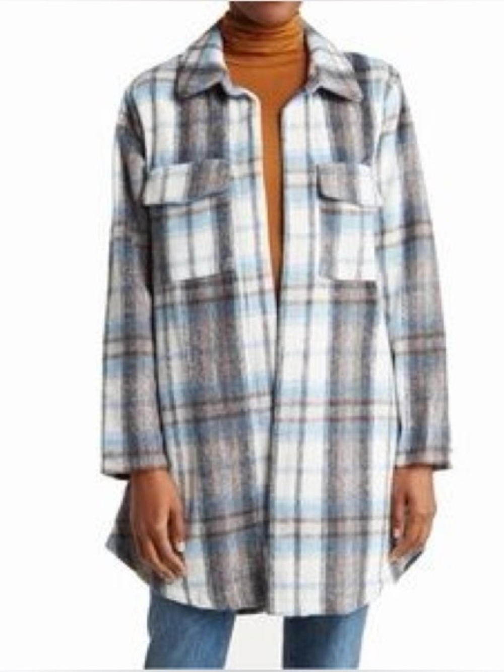 Mellóday Plaid Open Front Coat Jacket